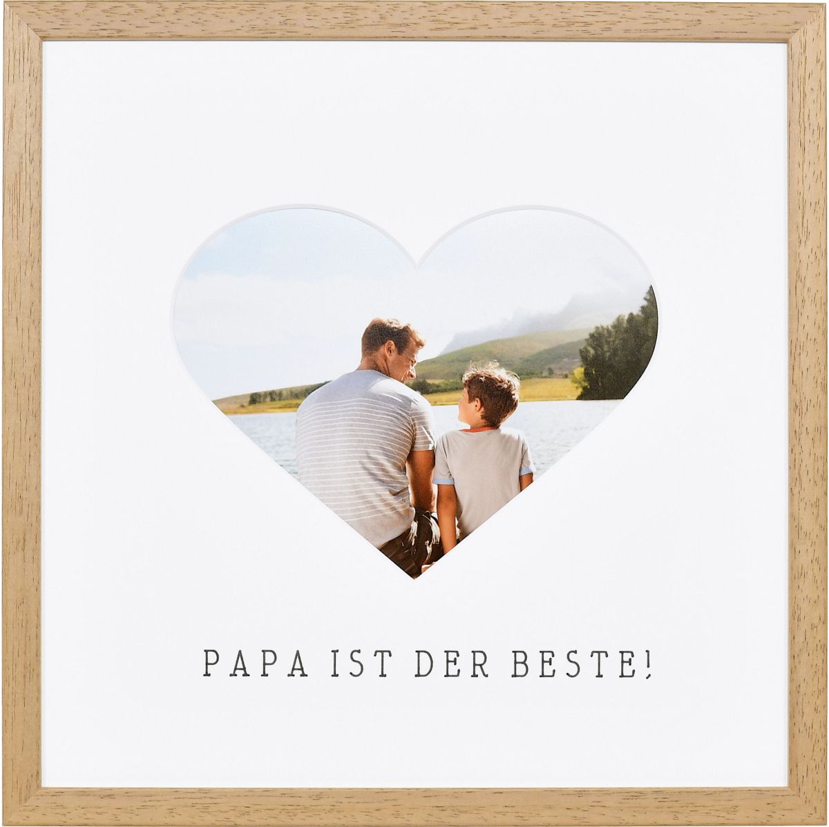 Bilderrahmen mit Herzausschnitt für Papa in der Farbe Eiche